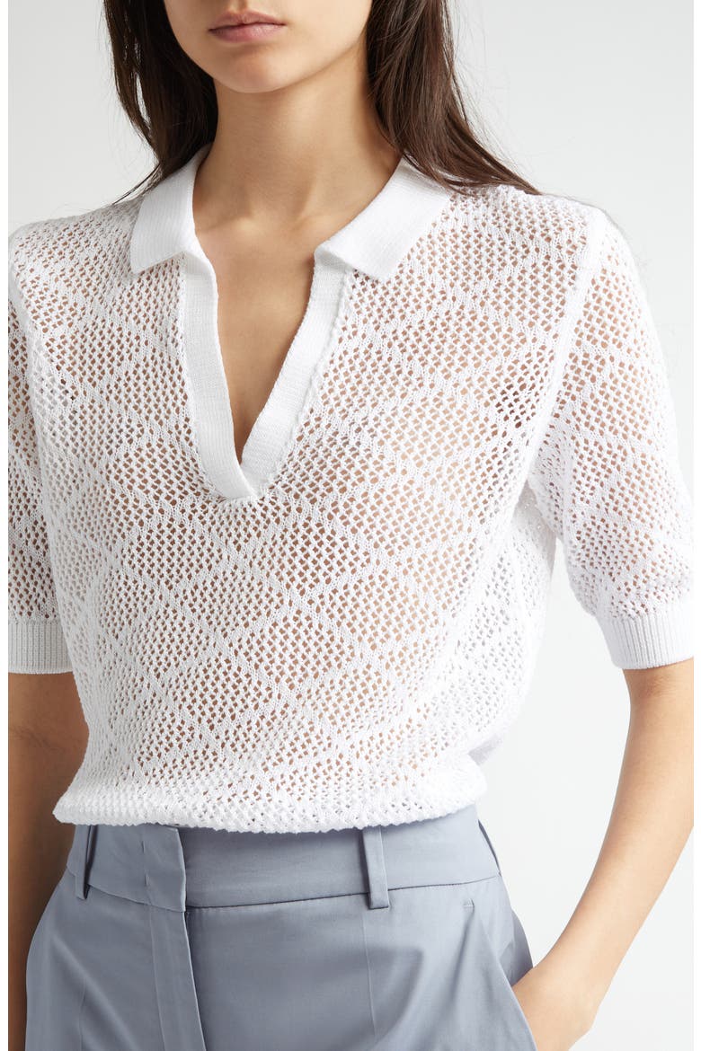 Short Sleeve Polo Sweater, Alternate, color, WHITE