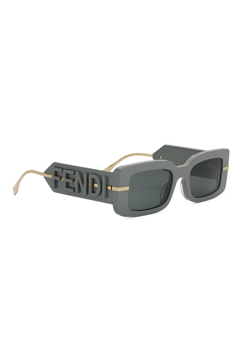 'Fendigraphy 51mm Rectangular Sunglasses, Alternate, color, GREY/ SMOKE