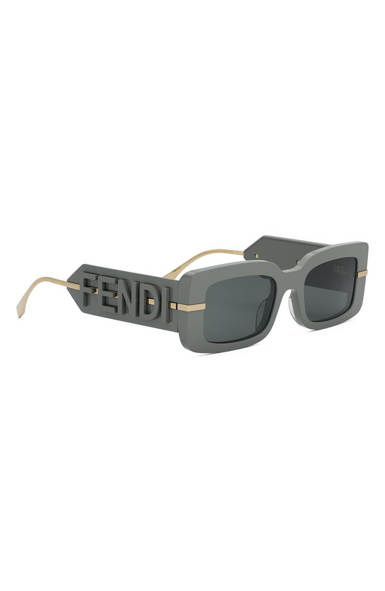 Fendi 'Fendigraphy 51mm Rectangular Sunglasses, Alternate, color, Grey/ Smoke