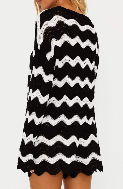Shop Beach Riot Beach Cover-up Sweater In Black And White Tides