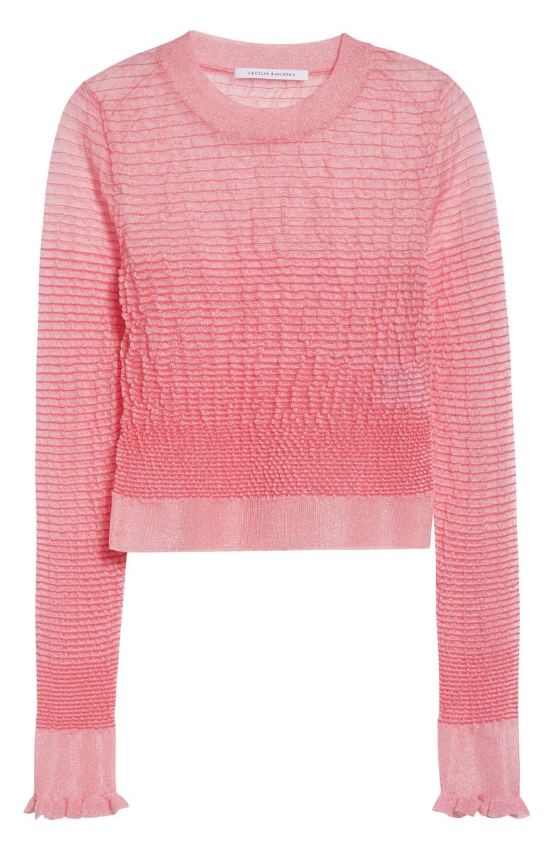 Cecilie Bahnsen CBcorali Sheer Knit Crop Top, Main, color, Pink Sheer Summer Knit