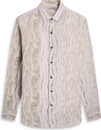 Bugatchi Julian Shaped Fit Wave Print Button-Up Shirt