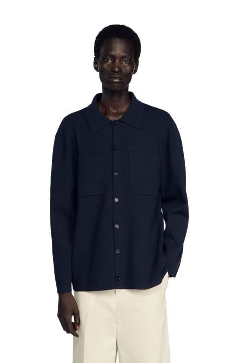 Knitted shirt jacket