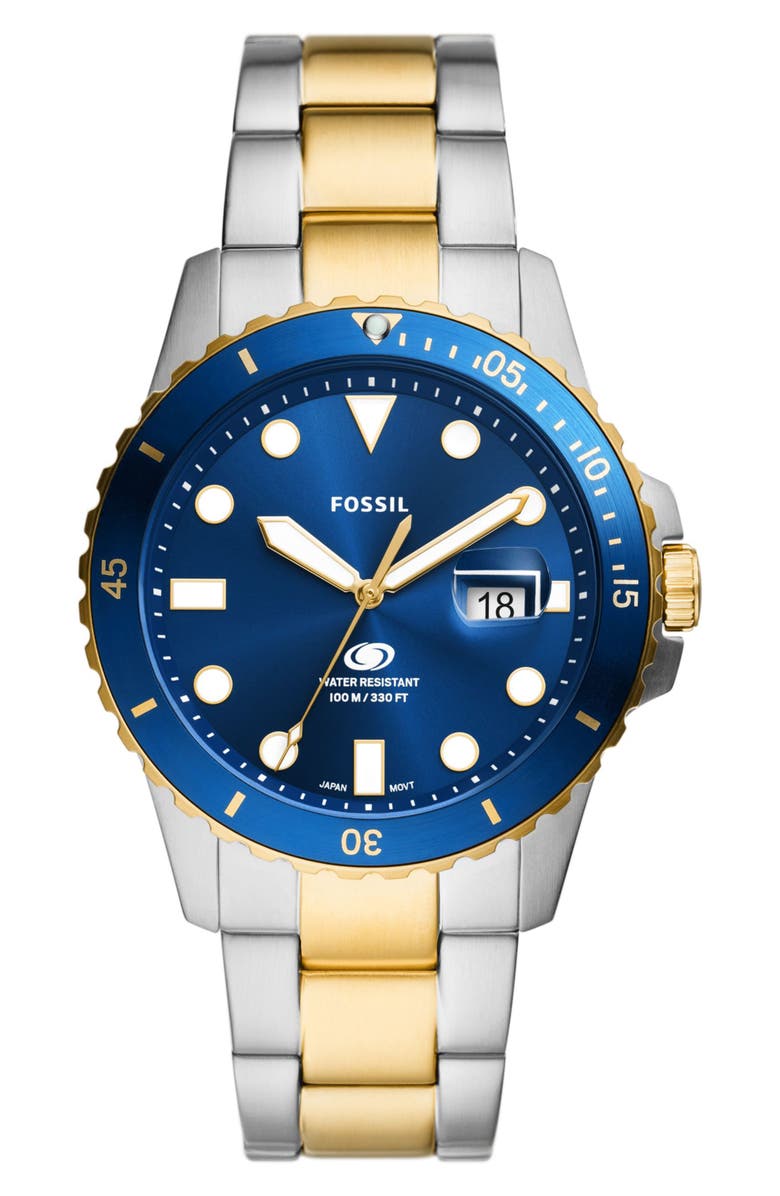 Fossil Blue Dive Bracelet Watch, 42mm, Main, color, Two Tone