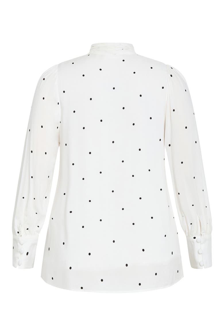Kensie Tie Neck Blouse, Alternate, color, BLACK SPOT