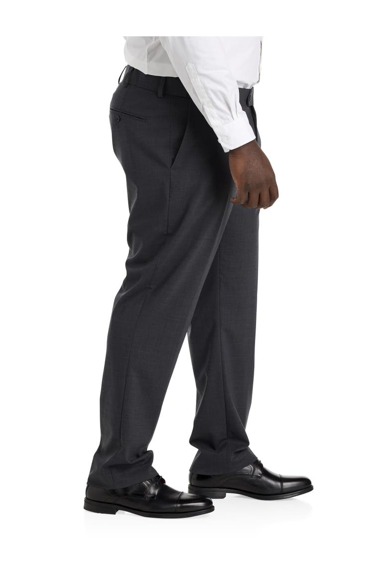 Big & Tall Perfect Fit Waist-Relaxer Flat-Front Suit Pants, Alternate, color, CHARCOAL