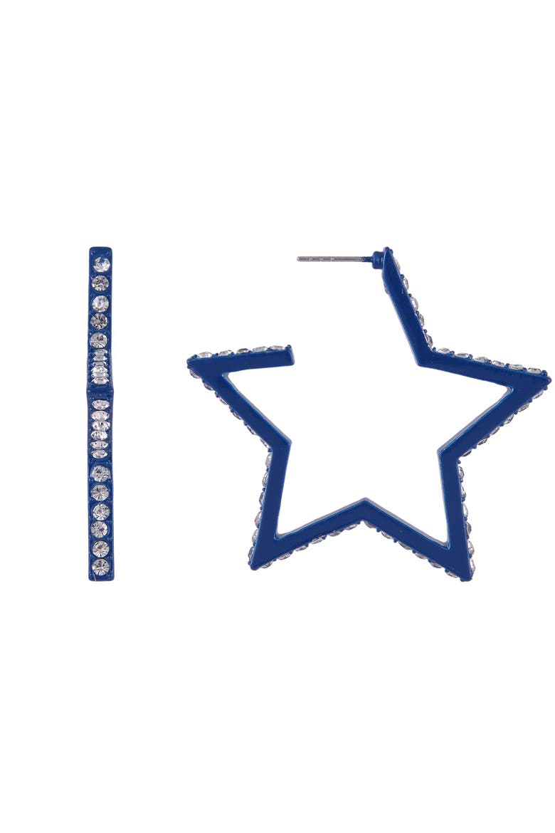Blue Star Hoop Earrings, Alternate, color, Blue