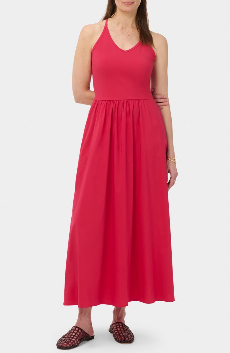 Sweaty Betty Explorer Ribbed Halter Neck Midi Dress, Main, color, Crimson Red