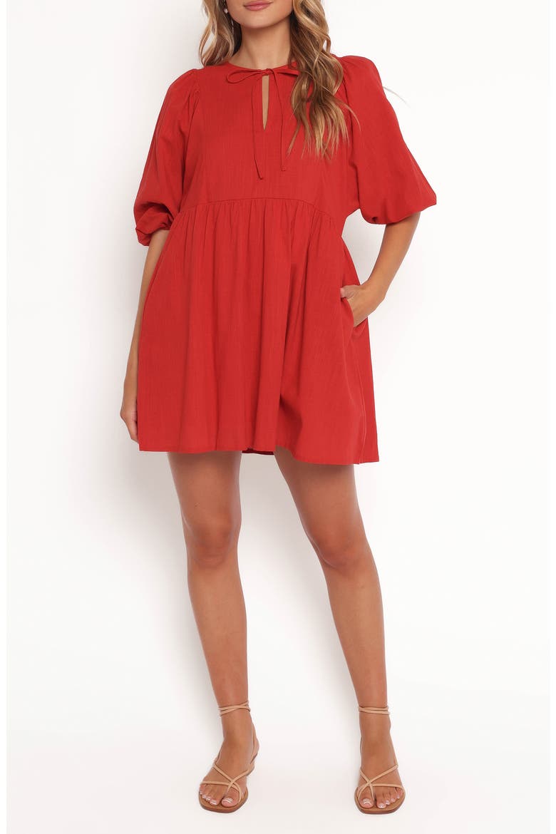Cinzia Puff Sleeve Minidress, Main, color, RED