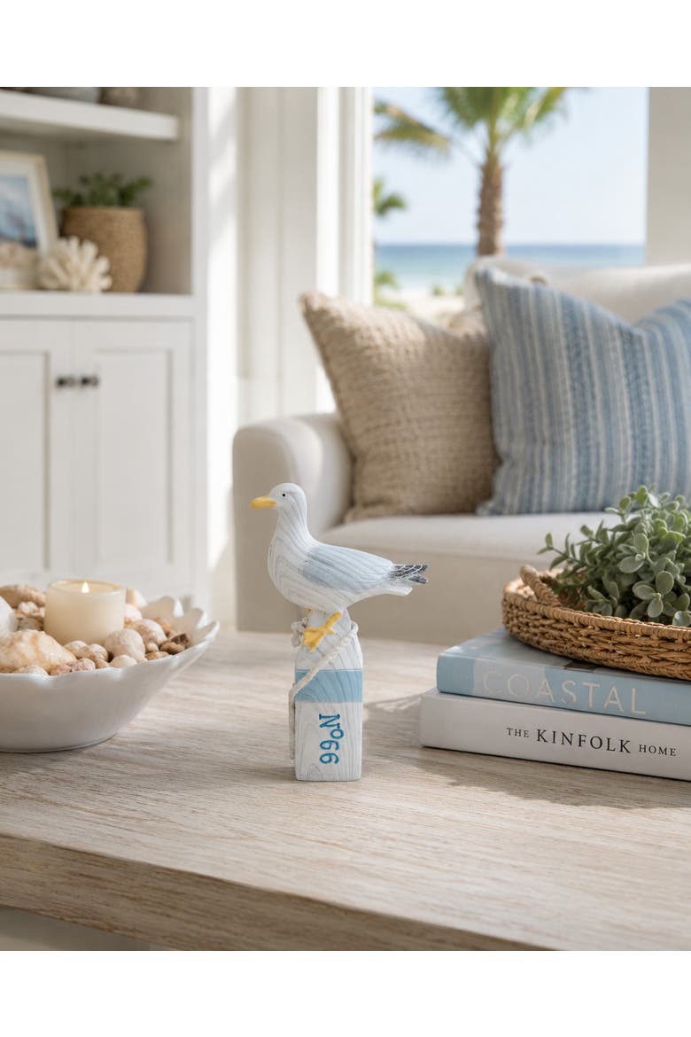 Small Seagull On Buoy Figure, Alternate, color, White