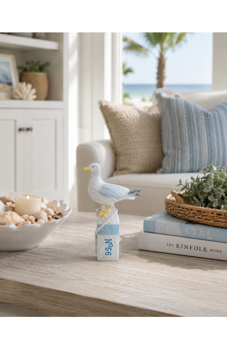 Beachcombers Small Seagull On Buoy Figure, Alternate, color, White
