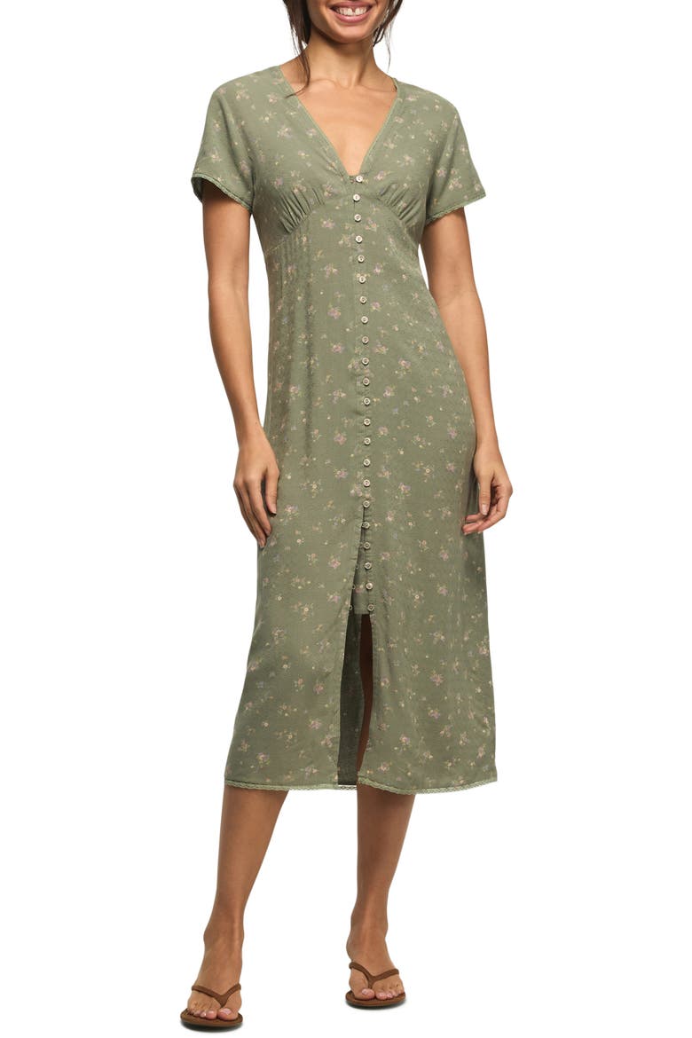 Simone Floral Midi Dress, Main, color, OLIVE FLORAL