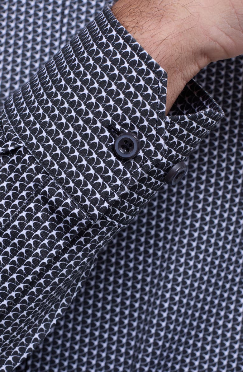 Bugatchi Devon OoohCotton<sup>®</sup> Geo Print Button-Up Shirt, Alternate, color, Black