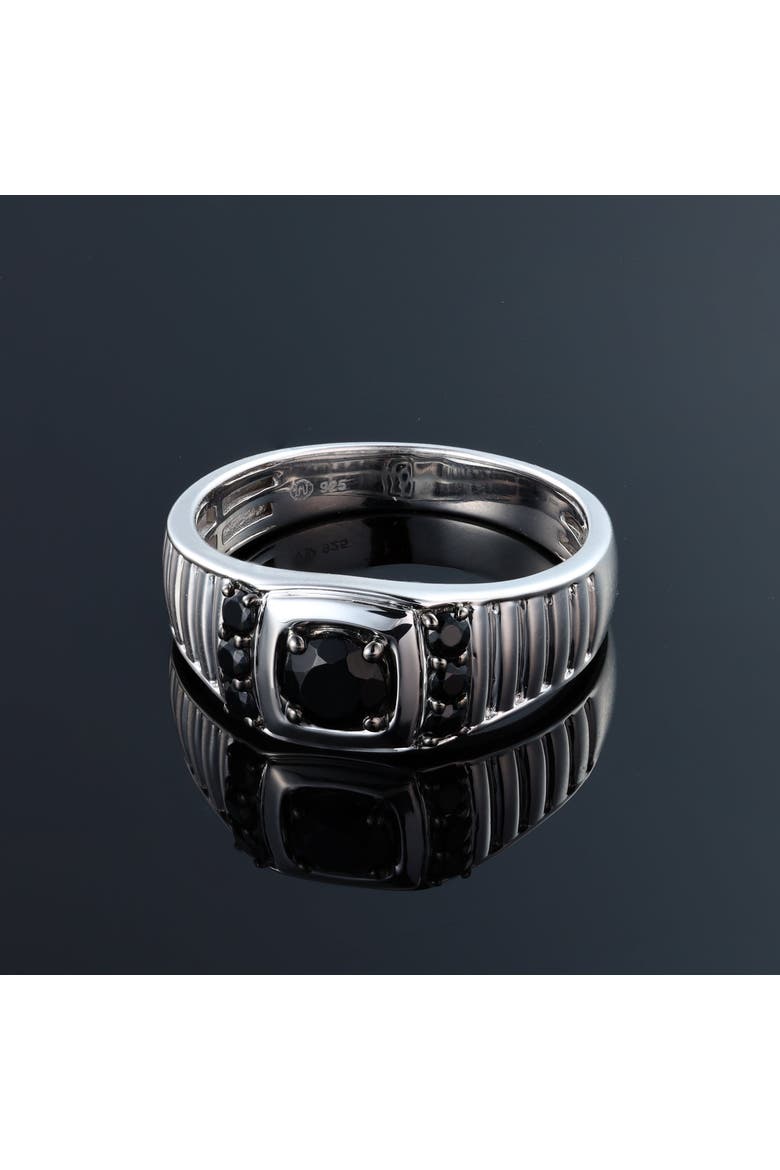 Shin 0.75CT Cushion Halo Black Spinel Ring 925 Silver, Alternate, color, Sterling Silver