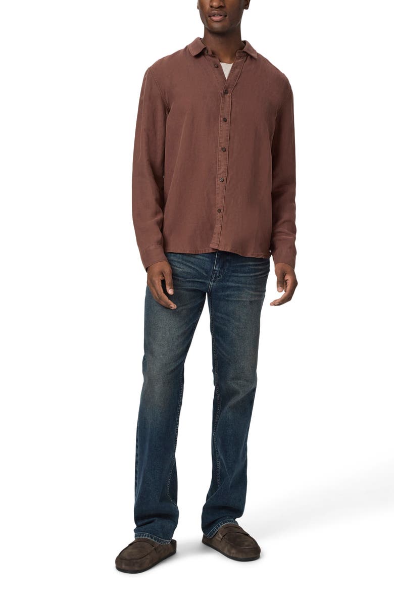 PAIGE Peters Linen Blend Button-Up Shirt, Alternate, color, Vintage Midnight Bordeaux