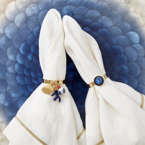 Joanna Buchanan Gold Trim Linen Dinner Napkins, Set Of Two In White