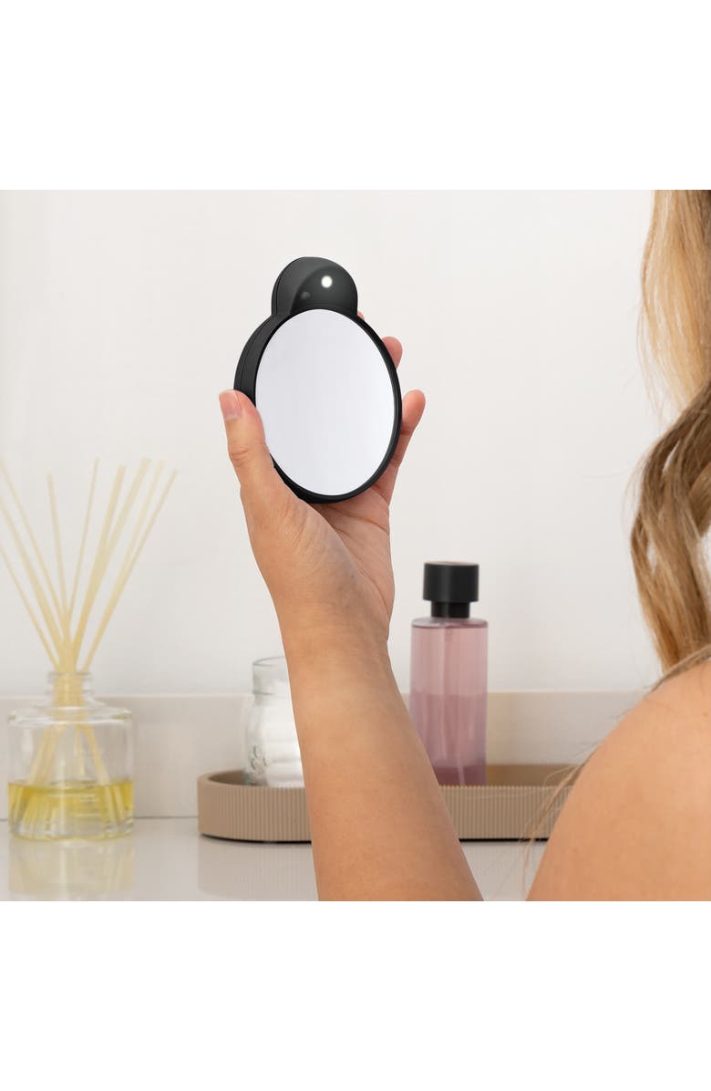 Zadro Lighted Compact Mirror with 15X Magnification & Retractable Suction Cups, Alternate, color, Black