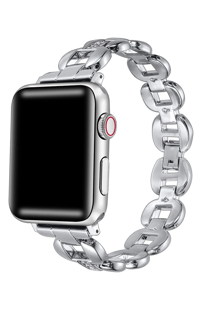 The Posh Tech Joy Stainless Steel Apple Watch<sup>®</sup> Watchband, Alternate, color, Silver