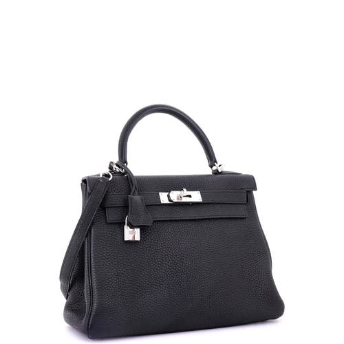 Pre-owned Hermes Hermes Kelly Handbag Black Togo With Palladium Hardware 28 In Black