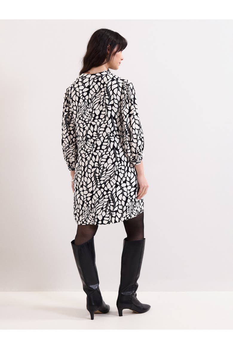 Milicia V-Neck Printed Mini Tunic Dress, Alternate, color, Black/Ivory