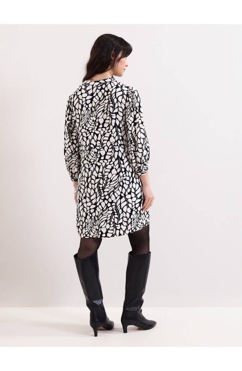 Phase Eight Milicia V-Neck Printed Mini Tunic Dress, Alternate, color, Black/Ivory