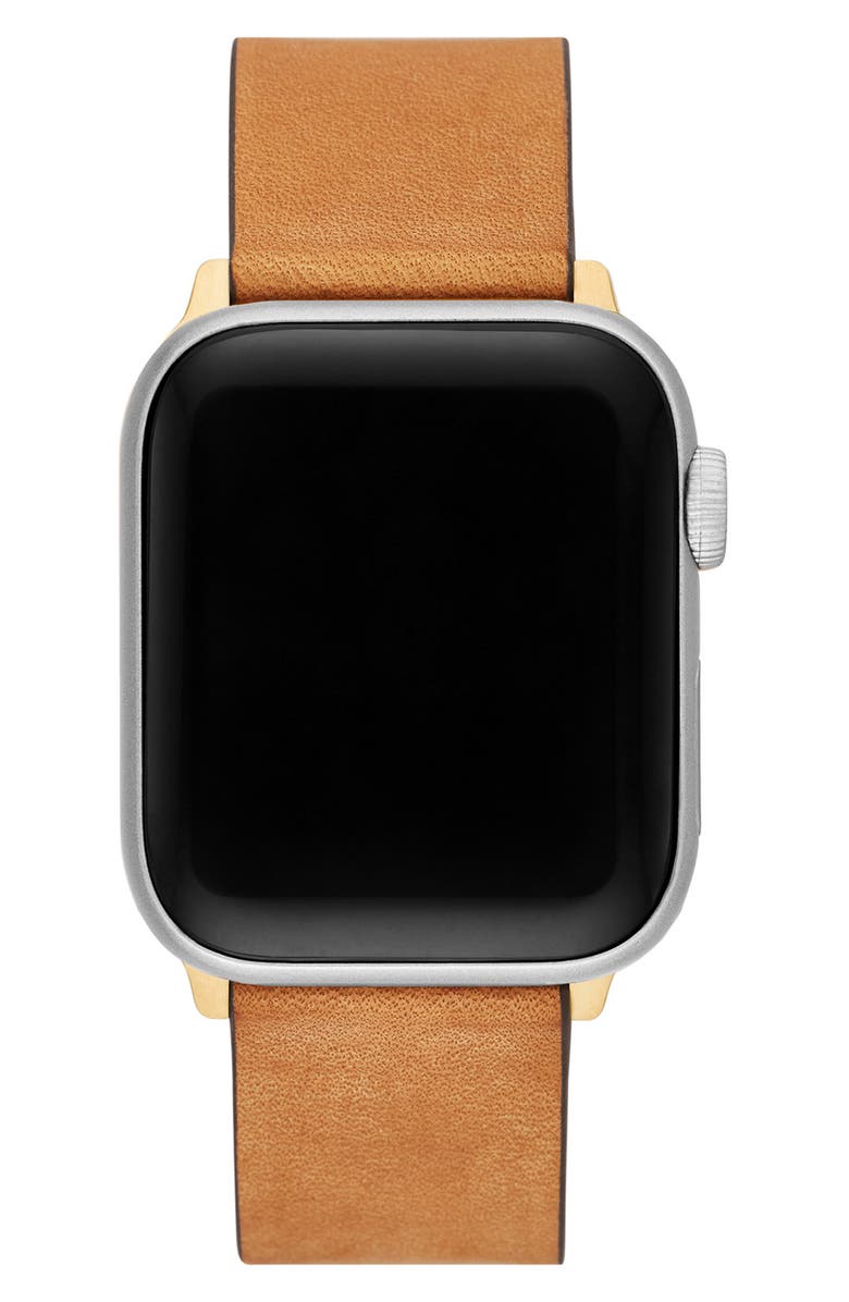 Tory Burch Eleanor Leather 20mm Apple Watch<sup>®</sup> Watchband, Alternate, color, 