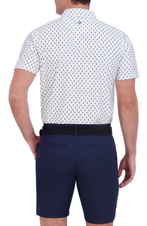 Ben Sherman Geo Dot Print Stretch Tech Polo In Blue