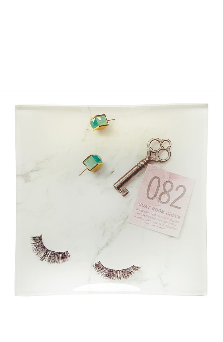 Kate Spade New York 'eyelashes' square glass jewelry tray, Main, color, 