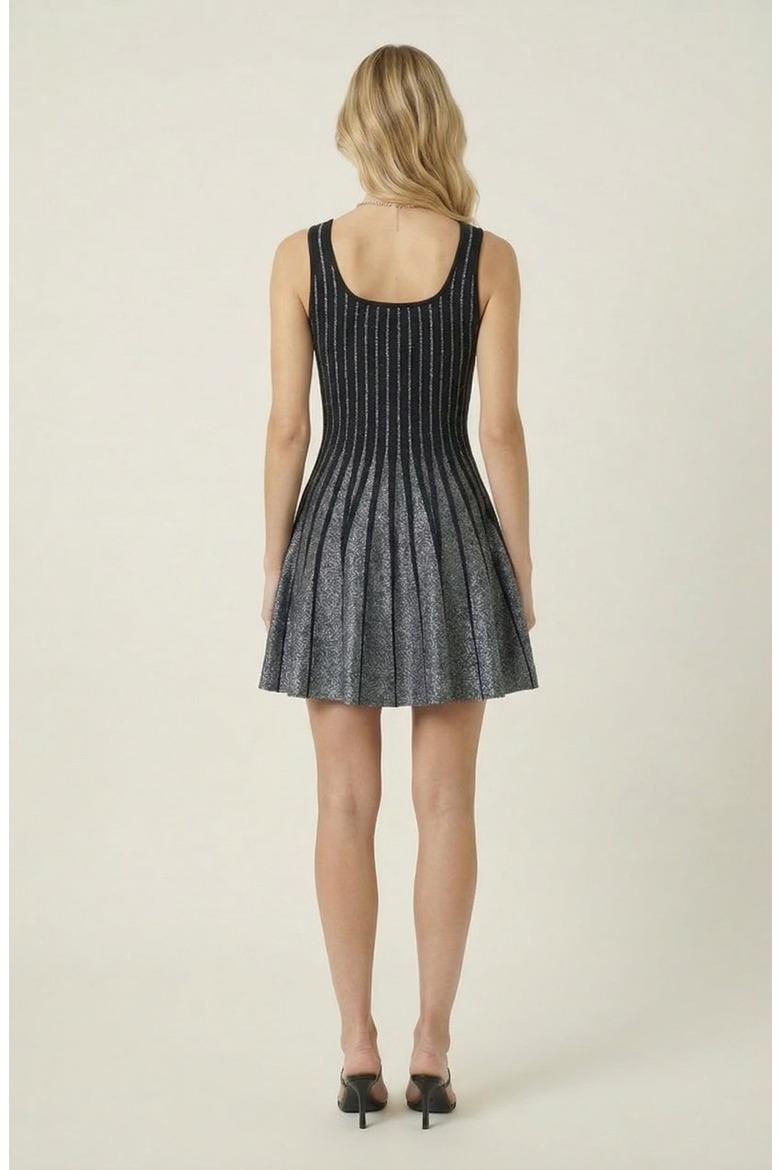 Sleeveless Knit Mini Dress, Alternate, color, Black / Silver