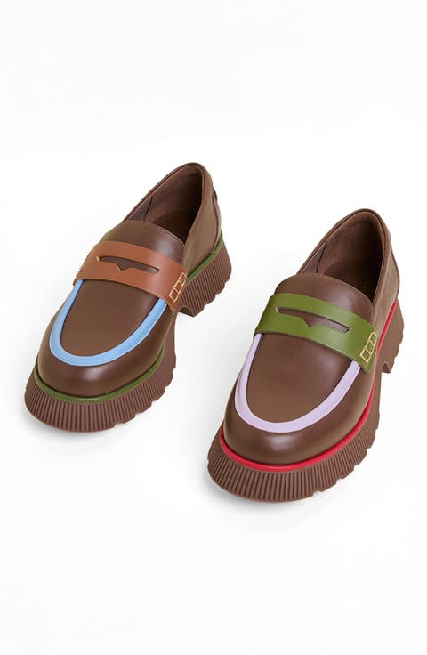 Adam Mismatched Lug Sole Penny Loafer