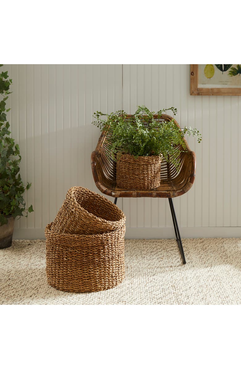 Napa Home & Garden Seagrass Round Baskets With Cuffs Set of 3, Alternate, color, 