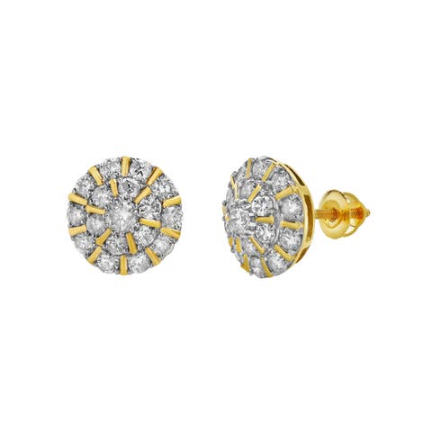 Hadrianus 10K Gold Diamond Unisex Earrings - 1.37 Cts