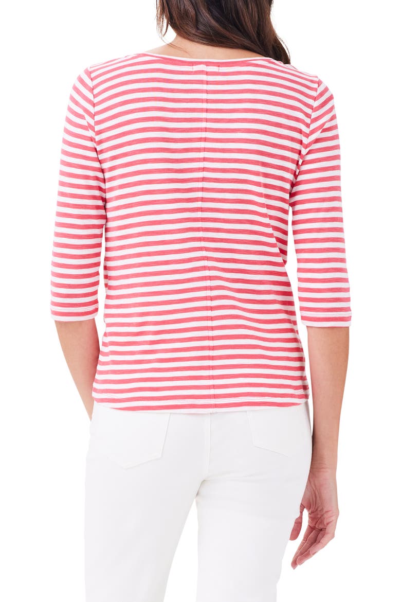 Stripe Boat Neck Cotton T-Shirt, Alternate, color, PINK MULTI