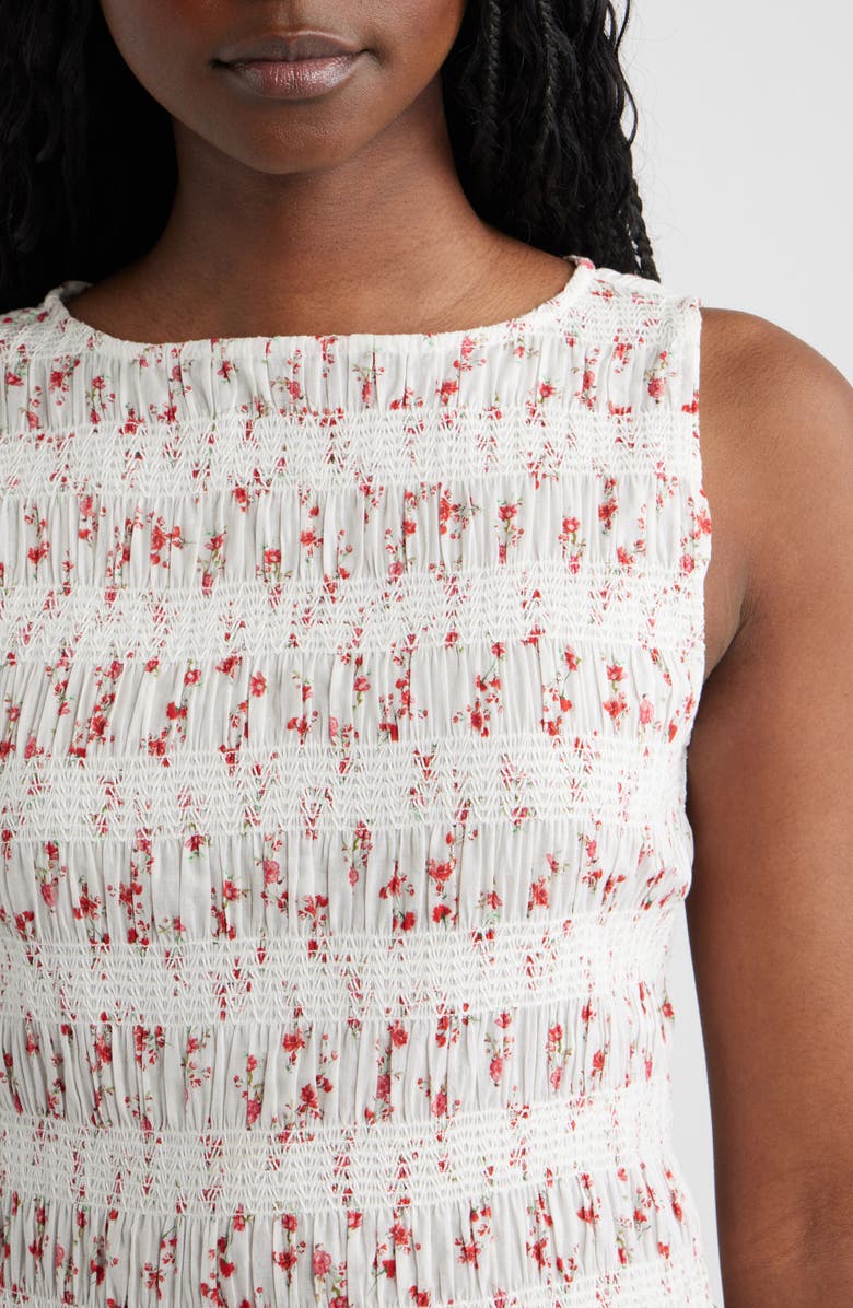 Rails Kane Floral Smocked Cotton Tank, Alternate, color, Rouge Romantic