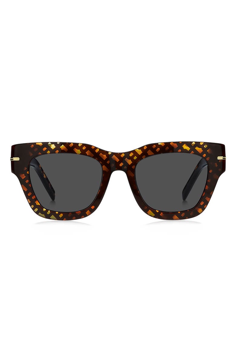 BOSS 51mm Square Sunglasses, Main, color, Havana Pattern