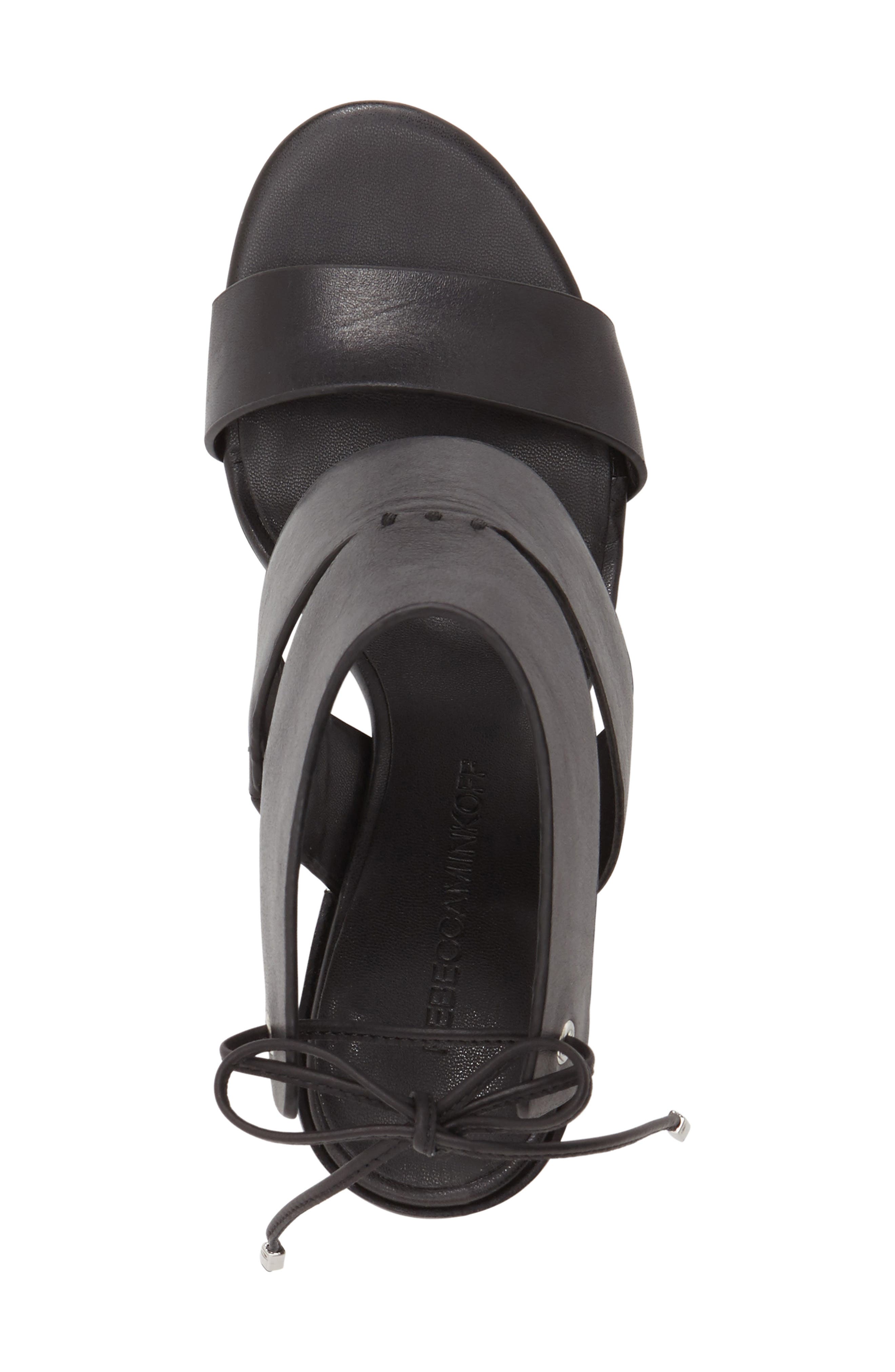 'Christy' Ankle Cuff Sandal, Alternate, color, BLACK VACHETTA