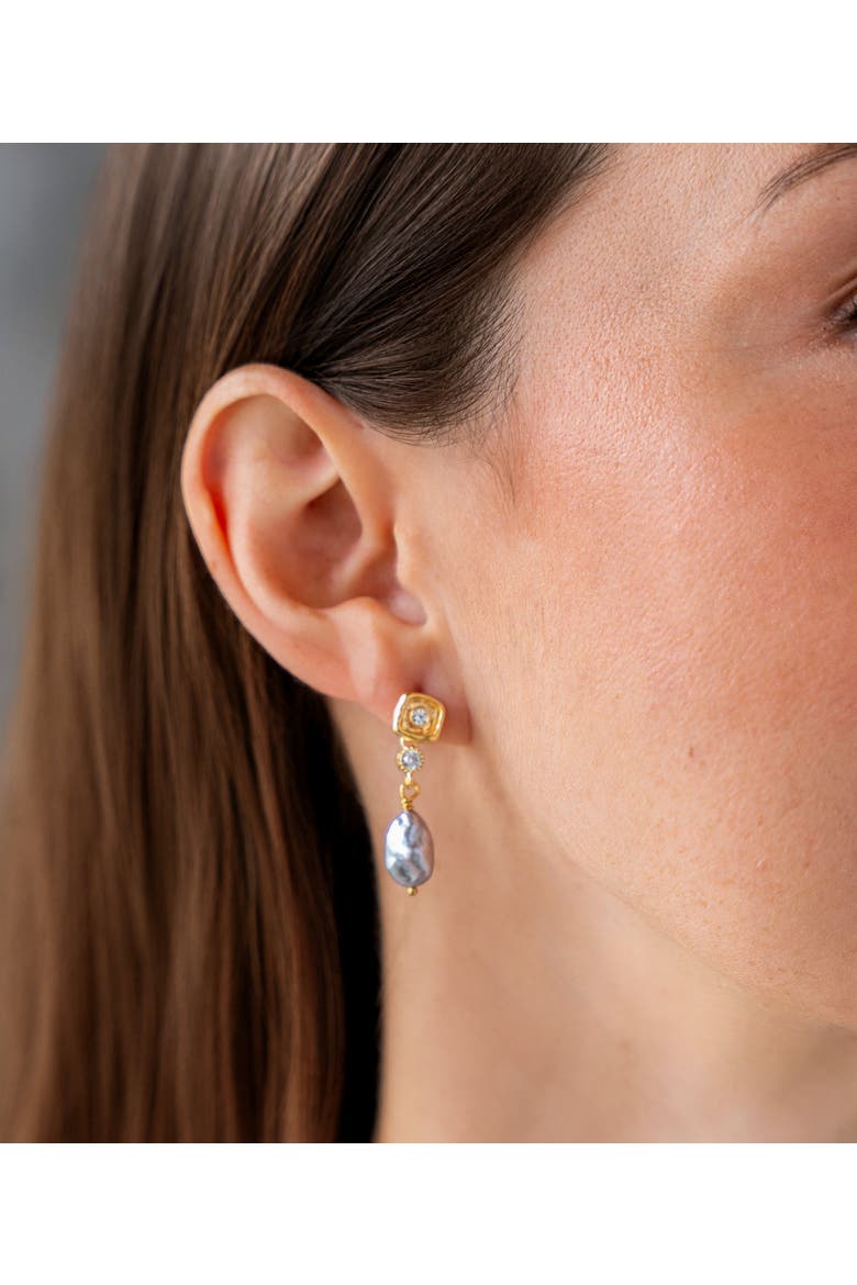 Keshi Pearl & Crystal Drop Earring, Alternate, color, Gray Pearl