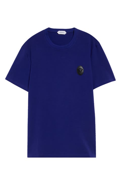 Leather Medusa Patch Stretch Cotton T-Shirt