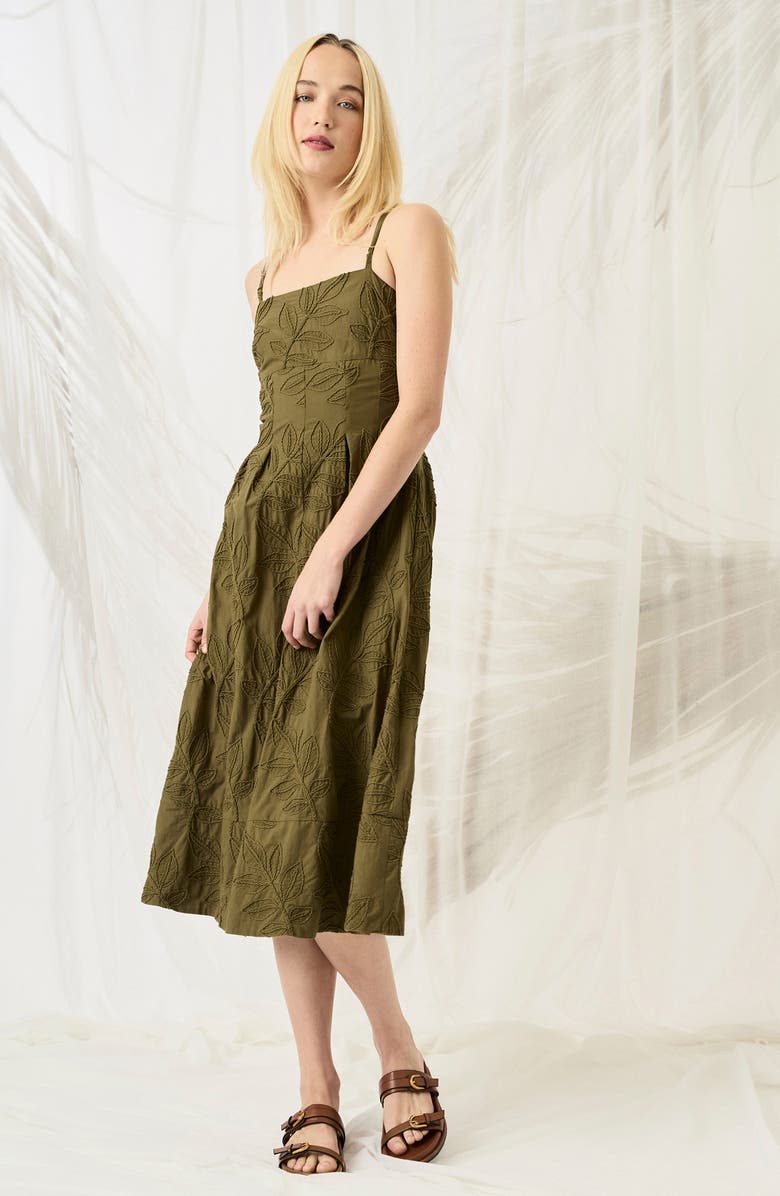 Luxely Embroidered Cotton A-Line Sundress, Alternate, color, Capulet Olive