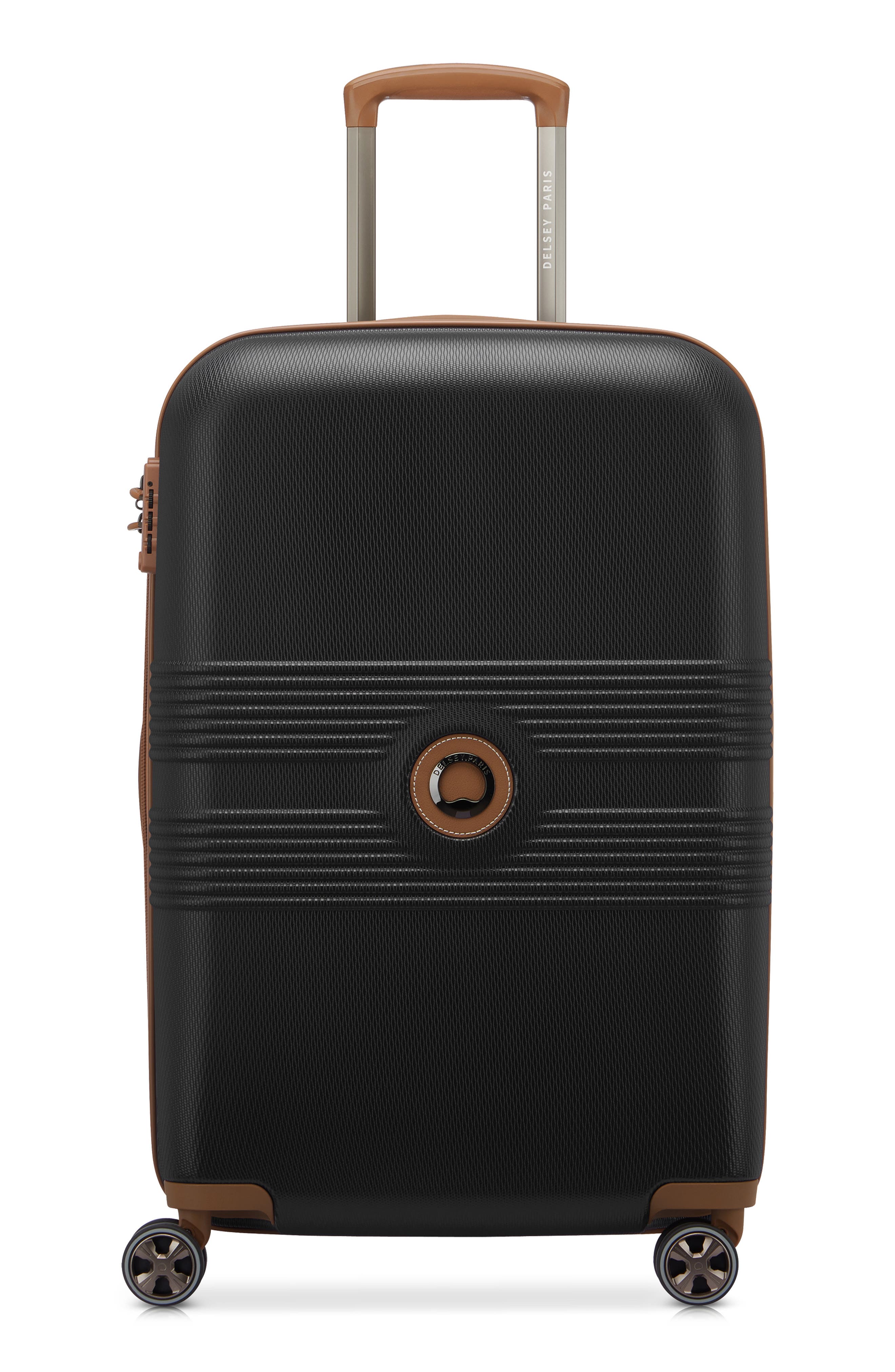 DELSEY Flanerie 24-Inch Hardside Spinner Luggage, Main, color, Black/ Brown