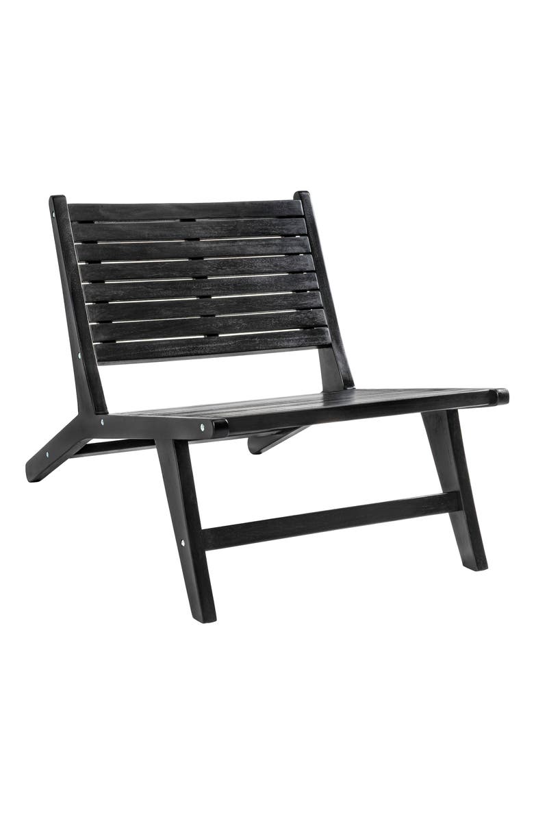 JONATHAN Y Leo Mid-Century Modern Wood Armless Outdoor Lounge Chair, Main, color, Black