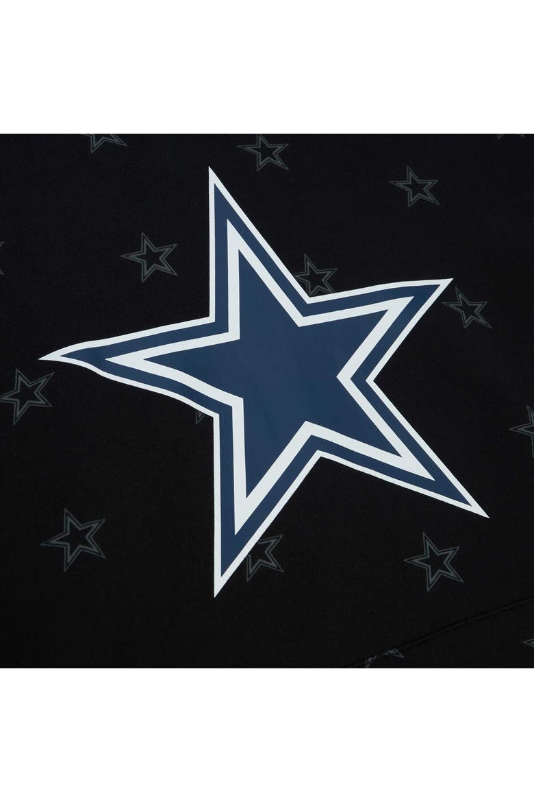 Men's Mitchell & Ness Black Dallas Cowboys Allover Print Fleece Pullover Hoodie, Alternate, color, Black
