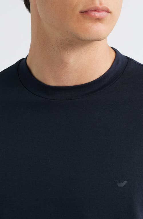 Emporio Armani Logo-embroidered Crew-neck T-shirt In Blue
