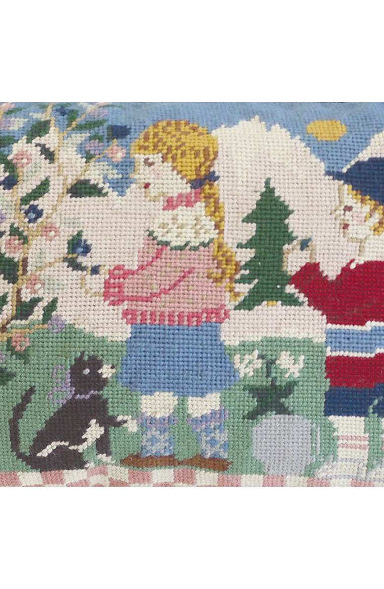 C&F Home Spring Children Vintage Needlepoint Accent Pillow 12" x 16", Alternate, color, Green