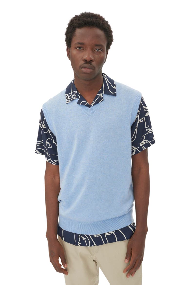 Essential V-Neck Cashmere Vest, Alternate, color, light blue