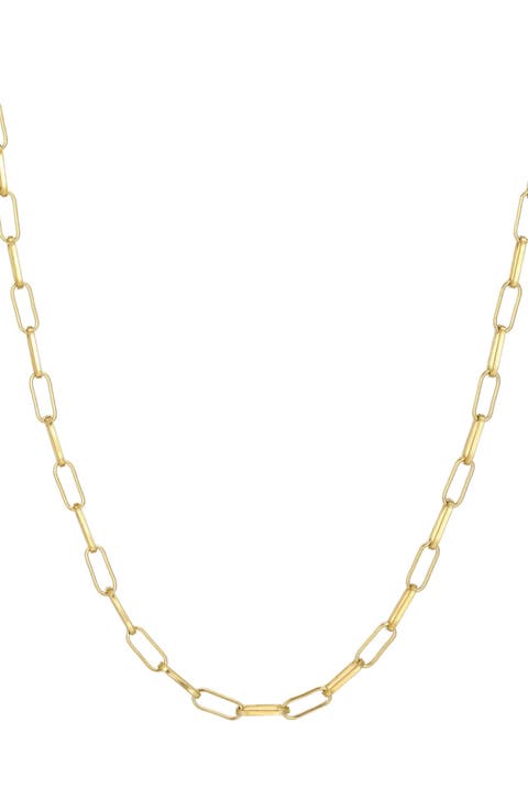 18K Gold Plated Paper Clip Chain Necklace