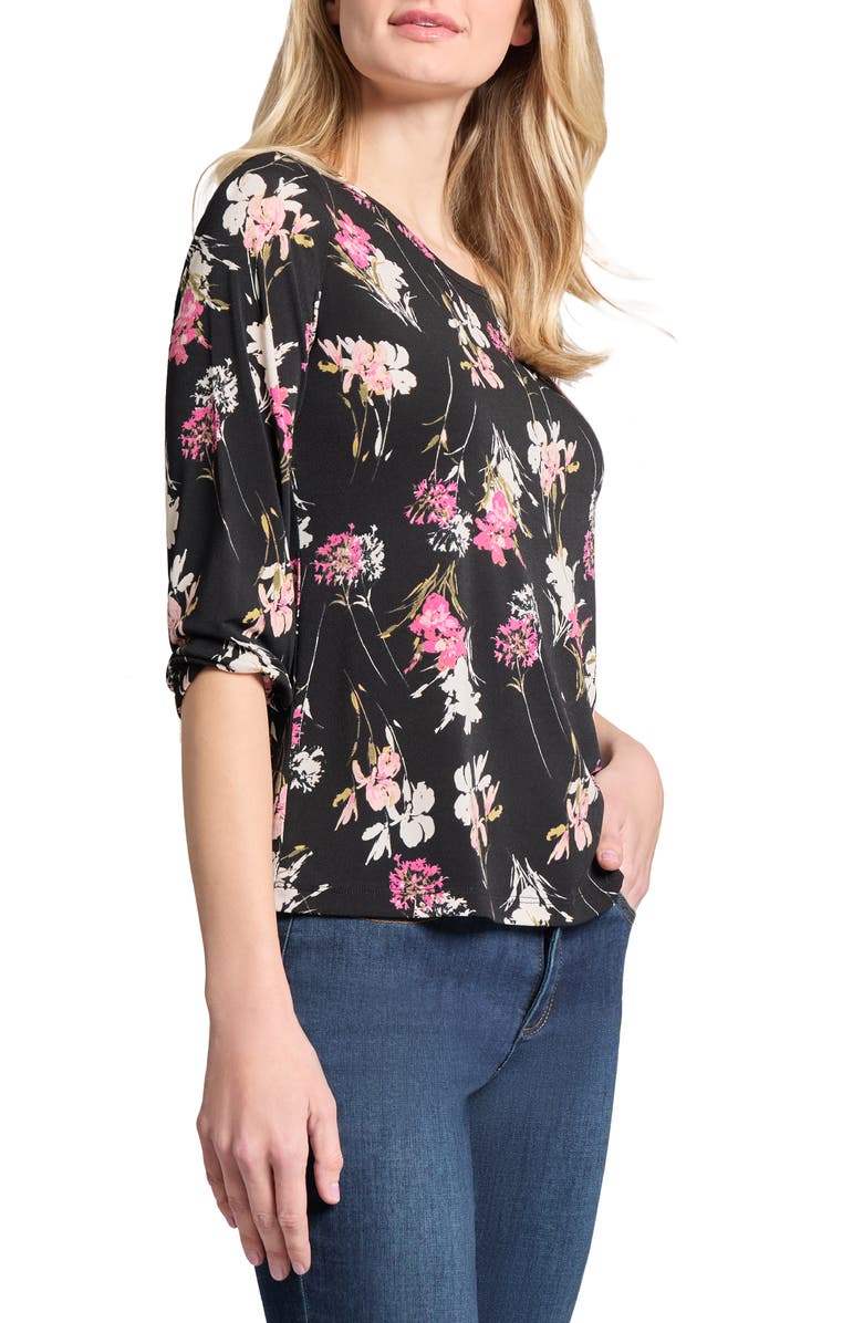 Jones New York Floral Print Moss Crepe Top, Alternate, color, 