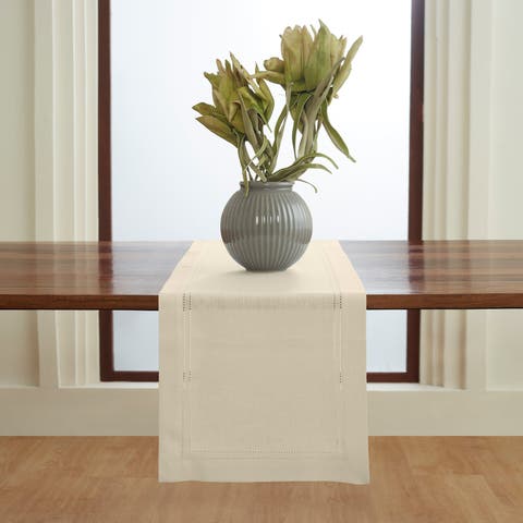 Linen Table Runner for Dining Table, Holiday and Everyday Table Decor - Linen Double Hemstitch