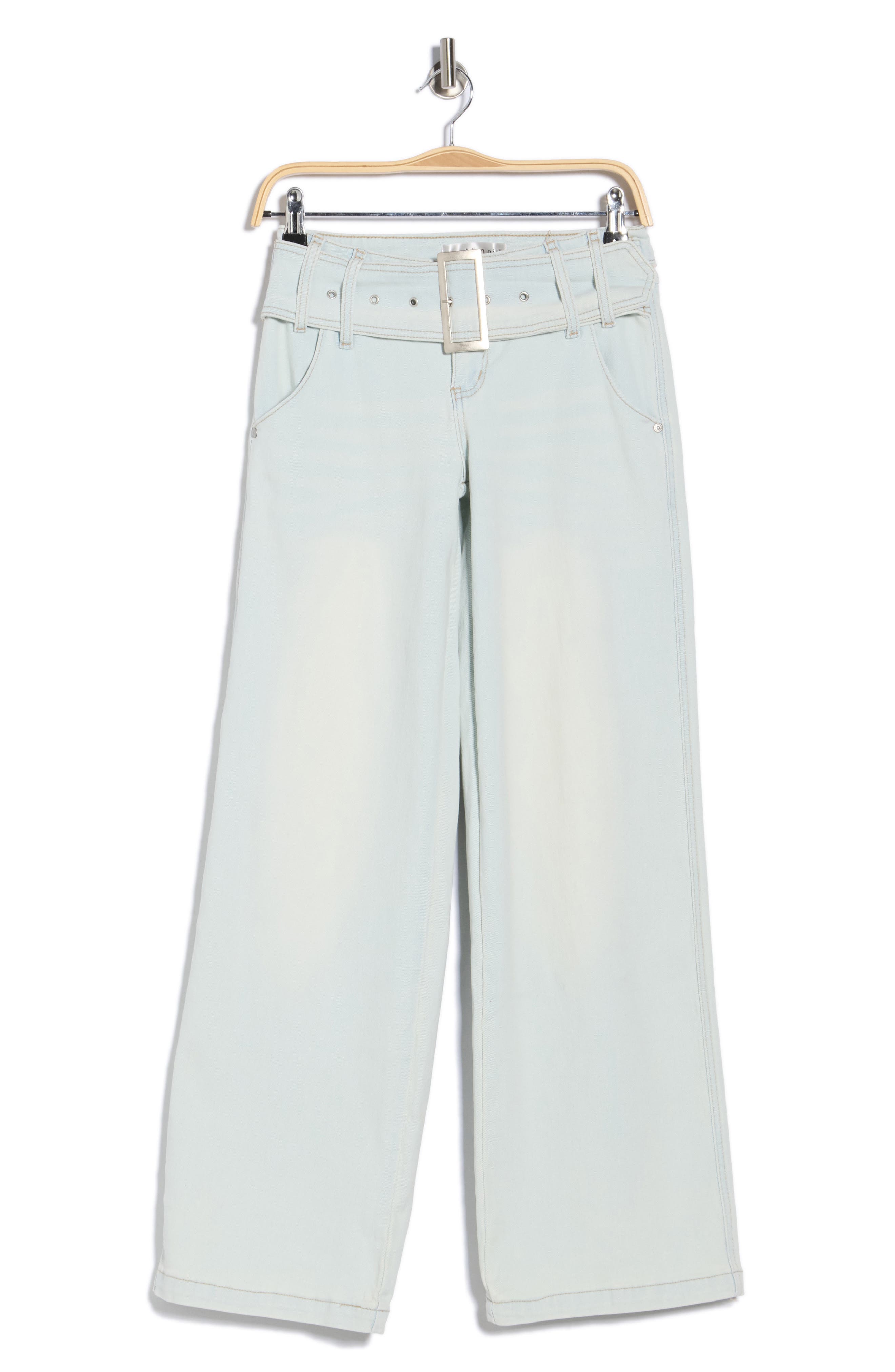 Madden Girl Belted Slouchy Wide Leg Jeans