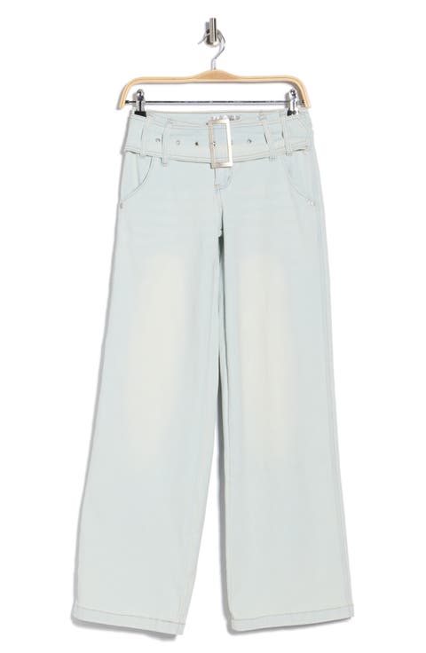 Belted Slouchy Wide Leg Jeans